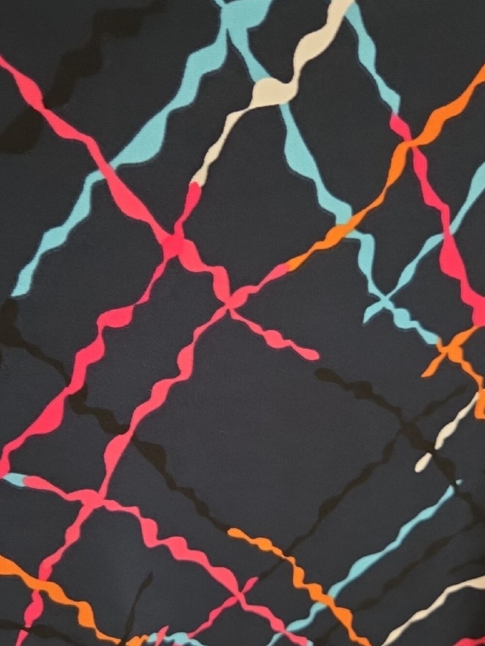 Anne Klein Black Faux-Wrap Dress with Pink, Blue and Orange Chain Print - Picture 5 of 7